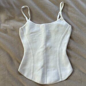 Babaton White Corset Knit Top